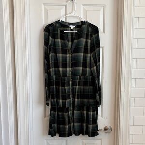 Universal Thread Green Plaid Long Sleeve Dress